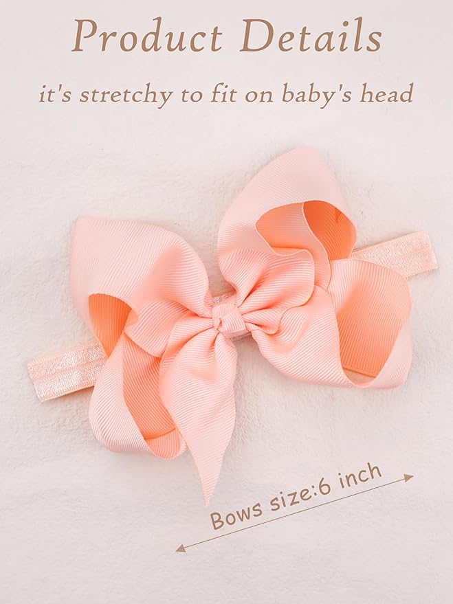 CellElection 30 Colors Baby Girls Headbands 6Inch Big Bows Elastic Hair Bands Headbands Hair Accessories for Newborns Infants Toddlers Kid