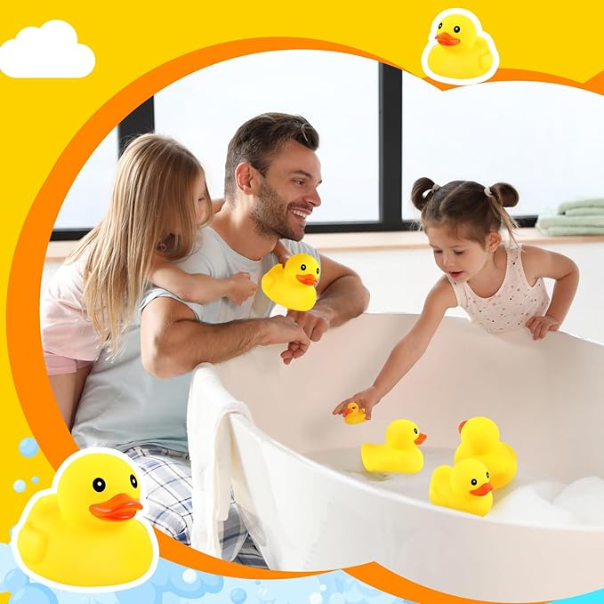 Deekin 40 Pcs Large Yellow Rubber Ducks Bulk Large Duck Squeak Rubber Bathtub Floating Bath for Birthday Party Decoration Gift Swimming Pool (5 Inch)