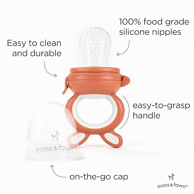 Moss and Fawn Forage Feeder - Baby Fruit Feeder, Frozen Breast Milk Popsicle Teether & Pacifier - BPA, PVC & Phthalate-Free - Terracotta