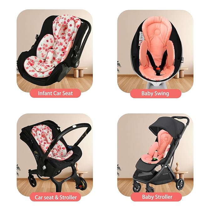 Infant Car Seat Insert, Body Support for Baby Newborn Infant Toddler with Extra Headrest, Shoulder Pads Set, Soft, Plush Fabric, Reversible Design Fits for Stroller, Baby Swing, Bouncer