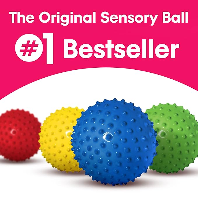 Edushape The Original Sensory Ball for Baby - 7" Yellow Color Baby Ball that Helps Enhance Gross Motor Skills for Kids Aged 6 Months & Up - Vibrant, Colorful and Unique Toddler Ball