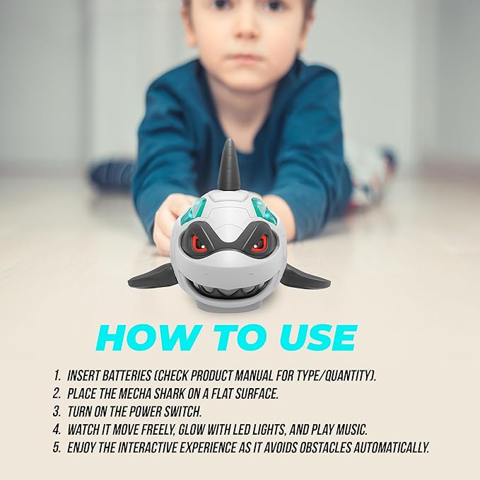puzgic Shark Toy Interactive Crawling Shark Toys with Music and Lights for Kids, Auto-Direction Change Crawling Walking Toy for Infants Toddlers 3 4 5 6 7 8 Year Old, Boy Girl Birthday