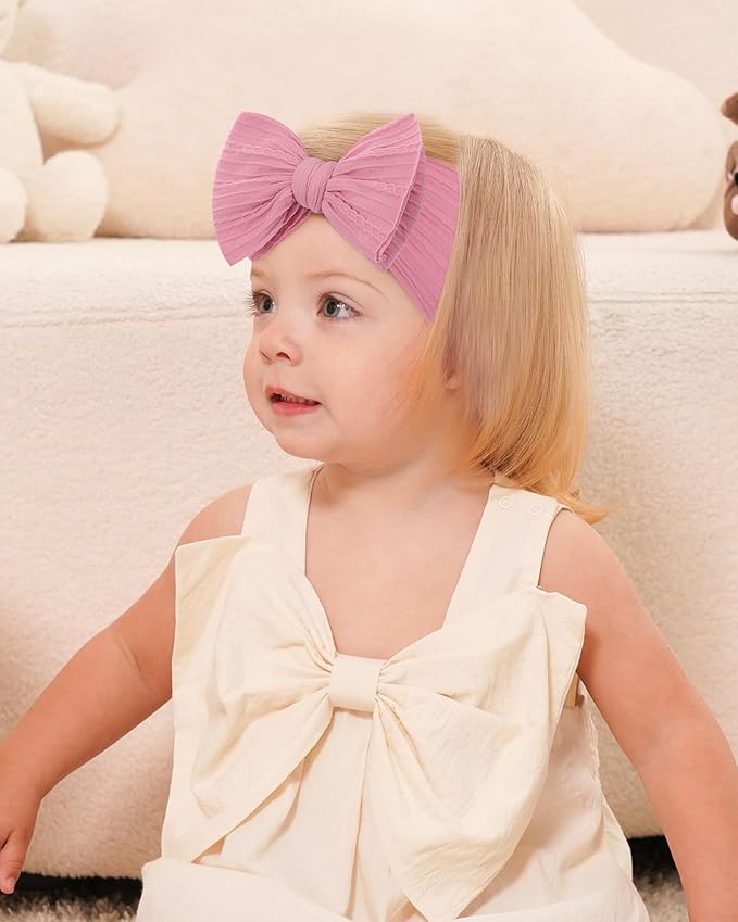 jollybows 12 PCS Baby Nylon Headbands Handmade Wide Baby Girl Bows Headbands Elastics HairBands Hair Accessories for Newborn Infants Toddlers Kids