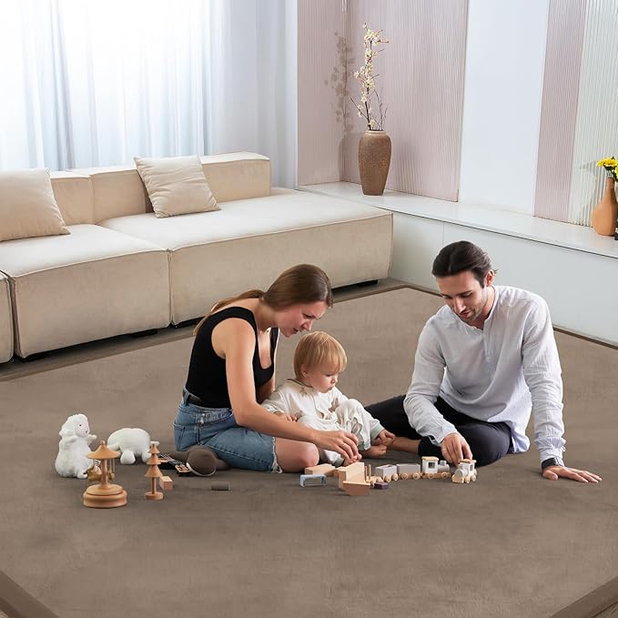 Baby Play Mat for Floor Nursery Rug Muscle Mat Area Rug Playroom Rug 79"x158" Playpen Mat Memory Foam 1.3" Thick Crawling Mat for Babies,Toddlers, Infants, Kids,Camel