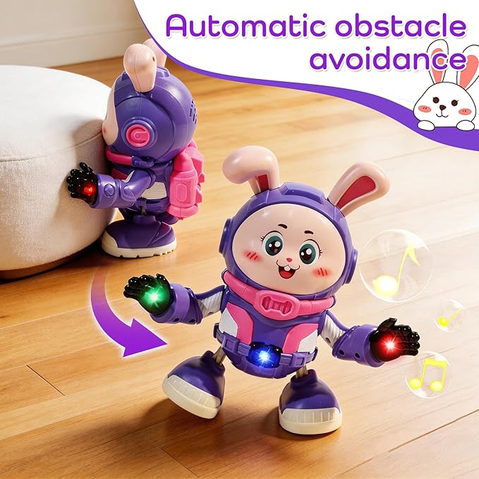 Baby Musical Easter Bunny Toy Dancing Crawling Toys, Light Up Infant Toys Birthday Easter Gifts with Dynamic Music & Cool Lights| Legs Move Sideways| Body Twist