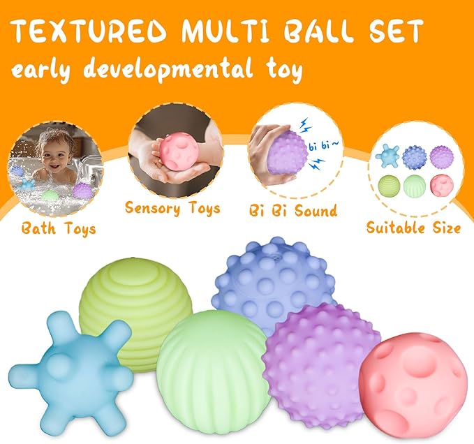 Montessori Baby Sensory Toys for 6 to 18 Months, 6-in-1 Travel Set with Silicone Pull String Activity, Koala Stacking Rings and Shape Sorter, Fine Motor Learning Gifts for 1 Year Olds