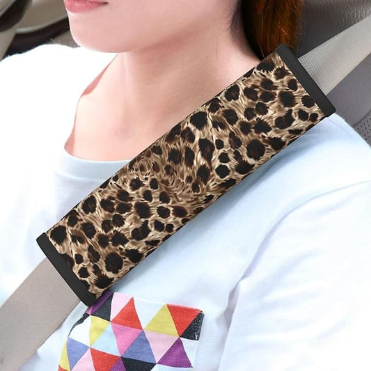 Soft Auto Seat Belt Cover Leopard Cheetahs Safety Strap Cover Seatbelt Shoulder Pad Cushions 2 PCS for A More Driving Universal Fit for All Cars and Backpack Cheetah Animal Seat Belt Cushion