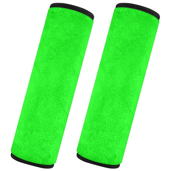Neon Lime Green Seat Belt Cover 2 Pack for Car Seat Strap Shoulder Seatbelt Covers Baby Kids Soft Car Seat Cover Pad Car Accessories for Boys Girls Adults Babies 10 in