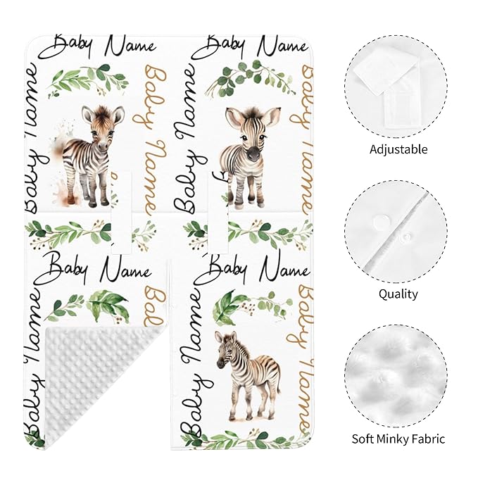 Winter Carseat Cover for Baby Personalized Zebra Baby Car Seat Cover with Name Custom Minky Car Seat Canopy Boys Girls Infant Carrier Covers Nursing Cover Toddler Blanket