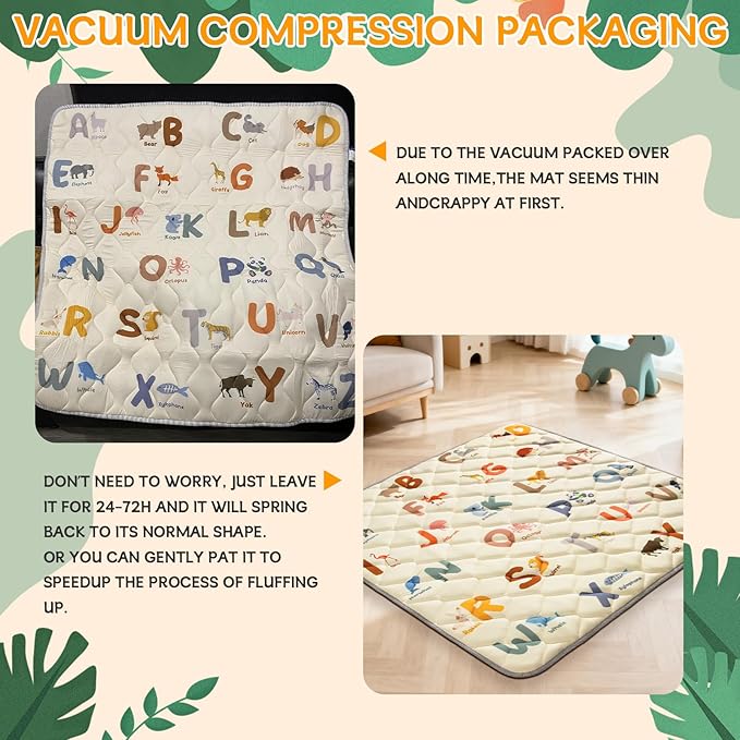 Baby Play Mats for Floor - 79”x71” Playmat for Baby and Toddlers Infants - Foam Play Mat - Infant Mats for Floor Play Thick - Tummy Time Floor Mat - Animals Alphabet