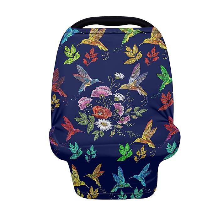JEOCODY Elastic Pram Dust Cover Colorful Cuckoo Pattern Elastic Shopping Cart Cover Infant Carseat Canopy