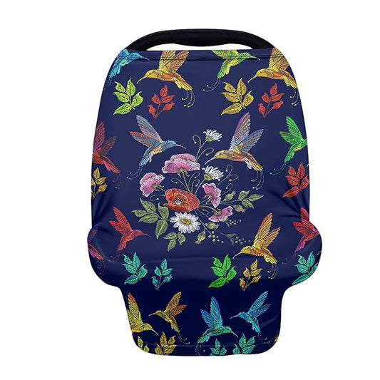 JEOCODY Elastic Pram Dust Cover Colorful Cuckoo Pattern Elastic Shopping Cart Cover Infant Carseat Canopy