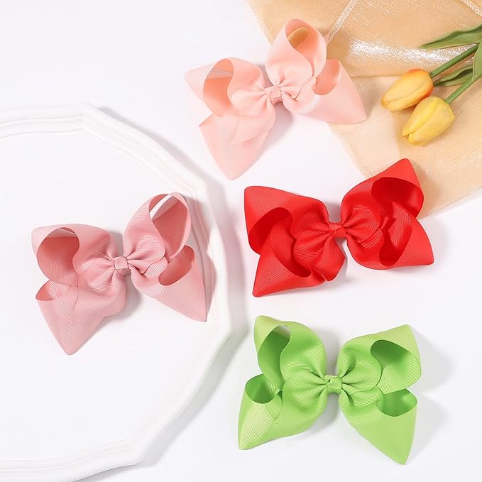Choicbaby 18pcs 6 Inch Hair Bows for Girls Large Hair Bows with Alligator Clips Toddler Hair Accessories for Baby Girls Kids Teens