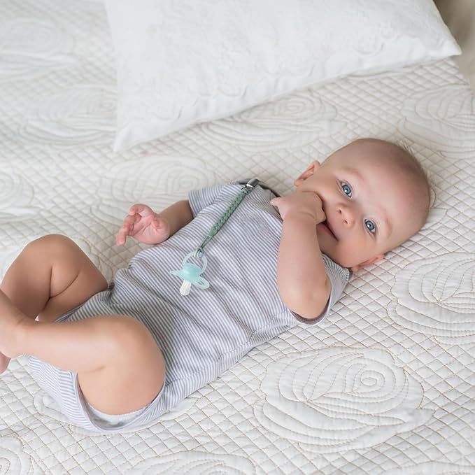 TenderBabe Silicone Pacifier Clip for Baby Boys and Girls, Pack of 6 Soft Flexible Paci Binky Clips with One-Piece Braided-Style Design,BPA-Free Newborn Essentials