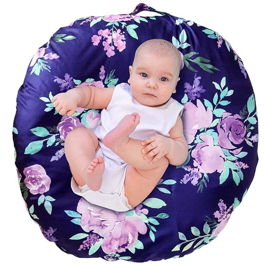 Dinosaur Lounger Cover, Lounger Cover Blue, Lounger Cover Boy, Breathable & Reusable Lounger Removable Slipcover for Newborn, Snugly Fit Baby Infant Lounger (Purple Flower)