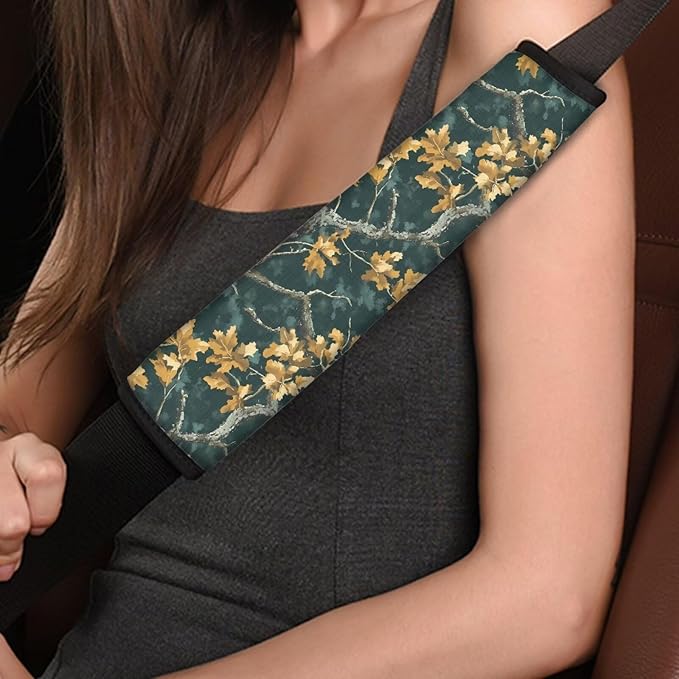 AFPANQZ Branch Print Seat Belt Pad Cushion 2 Pack Soft Auto Vehicle Safety Seatbelt Pads Cushion Automotive Accessories Comfortable Driving Pads Laptop Bag Straps Pad