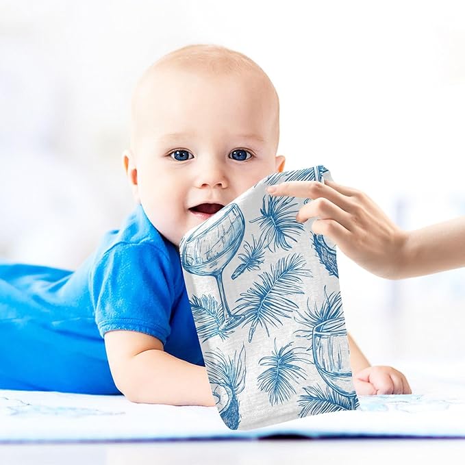 vvfelixl Baby Muslin Washcloths Wine Beach Party Baby Burp Cloths Cotton Babys Face Towel for Newborn Infants Boys Girls Soft and Absorbent 11.8 X 11.8 in, 3 Pack