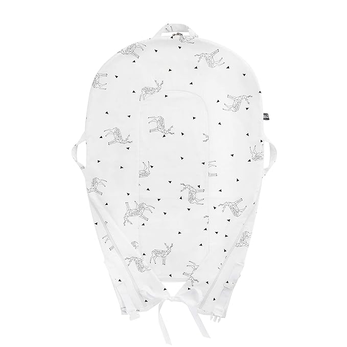 Newborn Baby Nest Sleep Pod Covers Only - for Dock A Tot Deluxe Plus + Extra Cover 100% Cotton Co Sleeping Replacement Cover Boys Girls(Fits Dockatot Deluxe+) (Triangle Dear)