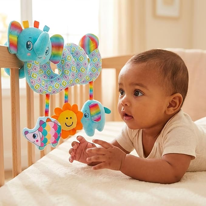 Multi-Use Baby Spiral Activity Toy – Spiral carseat Toy for Car Seat, Stroller,Play Gym, Keeps Baby Quiet, Easy Travel Solution