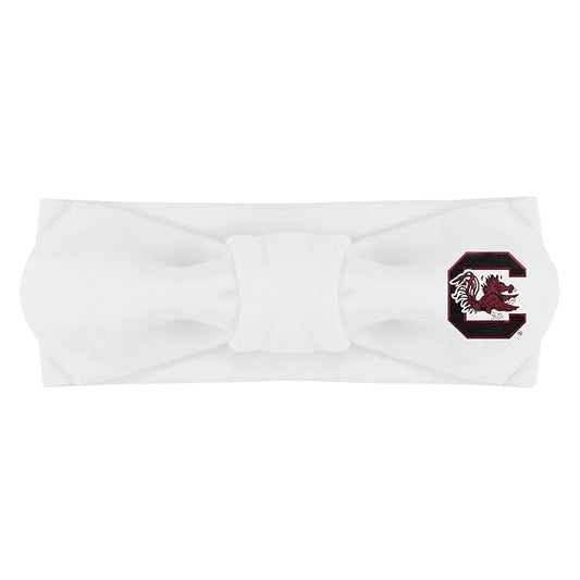Creative Knitwear Southern Carolina Gamecocks Infant Girls White Solid Hair Knot Headband Embroidered Logo - Size Newborn - 4T