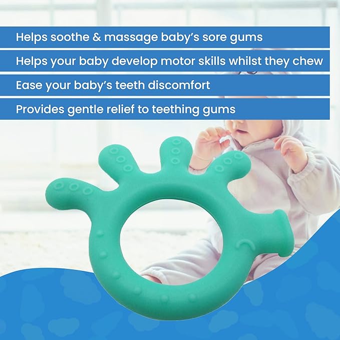 Gadgetime USA Silicone Finger Teether Toy - Handheld Teething Relief for Girls & Boys - Chew Toy - Stimulating & Soft Soothing Chew Toys - BPA Free - Green