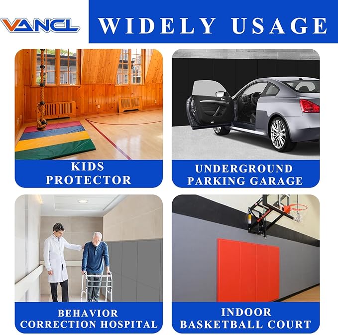 Gym Wall Padding for Gym Wall Pad for Kids Wall Padding 2" Thick Gym Padding for Wall Mat 4" Thick Wall Protection Pads, Durable Waterproof Wall Pad for Safety[Colorful]