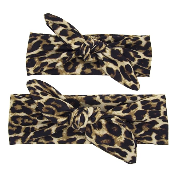 Mom and Baby Headbands Leopard Headwraps Infants Hair Bands(F13) (A-Leopard Headwraps)