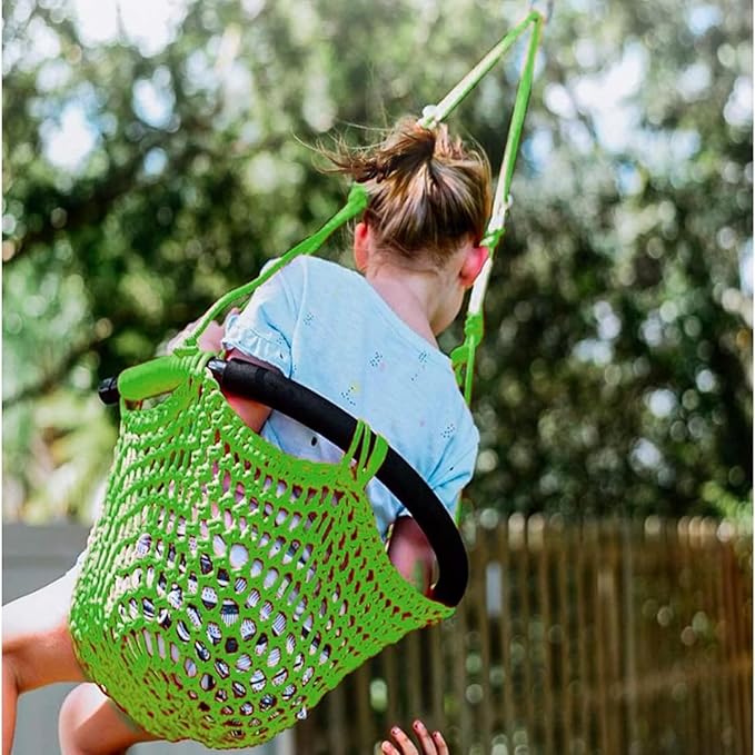 JKsmart Swing Seat for Kids Heavy Duty Rope Play Secure Children Swing Set,Perfect for Indoor,Outdoor,Playground,Home,Tree,with Snap Hooks and Swing Straps,440 lbs Capacity,Green