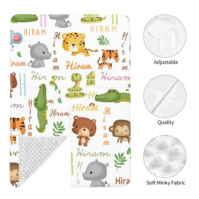Personalized Cute Animal Baby Car Seat Canopy for Babies, Custom Baby Carseat Covers with Name, Peekaboo Opening Nursing Breastfeeding Cover, Stroller Canopies for Newborn Infant
