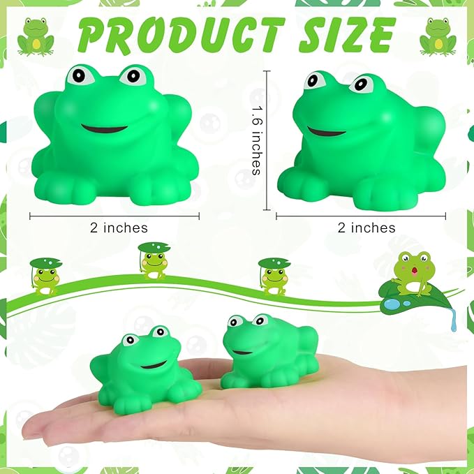 Mototo 60 PCS Rubber Frogs Little Squeaky Frogs Float Bath Toy Green Shower Swimming Bathtub Toy Easter Egg Stuffers for Hyundai Santa Cruz Jeep Game Prize Froggy Birthday Party Classroom School Decor