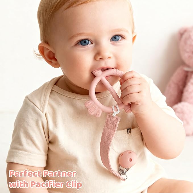 SHARE&CARE Easter Day Gifts 3 Pack BPA Free Silicone Baby Teething Rings, Women Gift for Mom, Wife,Her, Toddlers & Infants Motor Skill Training, Birth of New Life Baby Teether Gifts