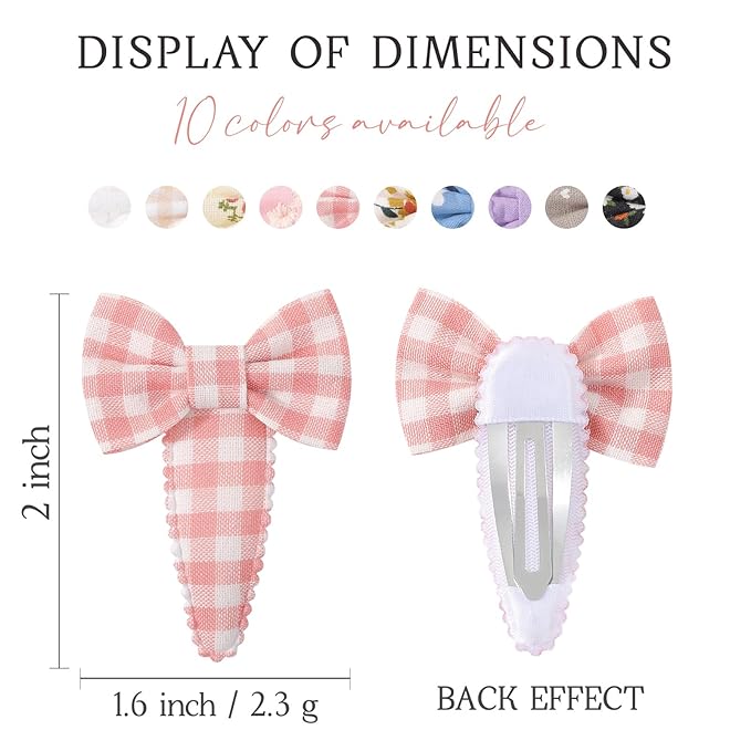 YHXX YLEN 20PCS Baby Hair Bows Clips for Girls, 2inch Floral Print Non Slip Snap Hairpins for Hair Barrettes Hair Accessories for Baby Toddler Girls Kids