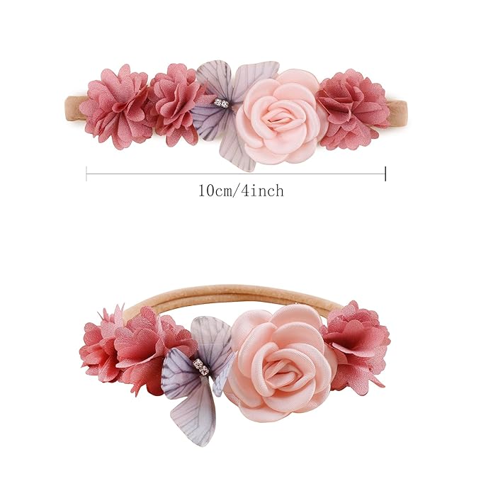 Flower Headband for Baby Girl Elastic Baby Floral Headbands Crown Hairbands Hair Accessories for Kids (088#, stretchy size)