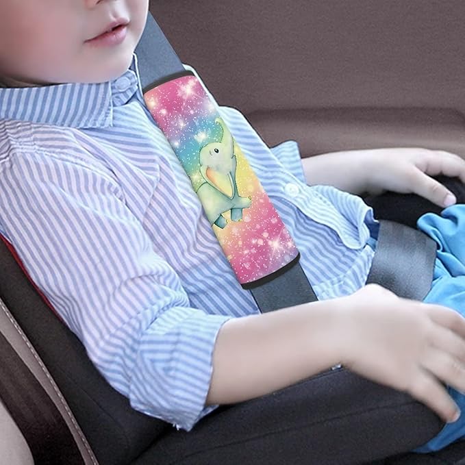 AFPANQZ Cute Cartoon Elephant Car Seat Belt Covers Kids Soft Safety Seatbelt Pad Cushion Soft Durable Daiper Bag Backpack Shoulder Straps Pads Auto Seatbelt Shoulder Cushion Covers Bright