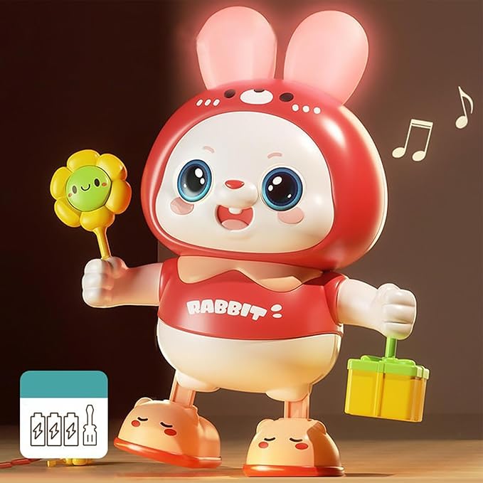 Musical Dance Bunny Toy Heads Up Training Electronic Dancing Bunny Toy for Home Outdoor (P-Ink)
