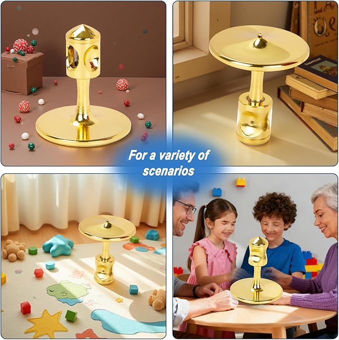 Gyroscope, Long-Lasting Spin,Anti-Gravity Spinner Toys,Physics Toys,Precision Gyroscope,Metal Anti-Gravity Spinning Top Balance Toy,Educational Gift, Premium Fidget Toy. (Champagne Gold, Medium Size)