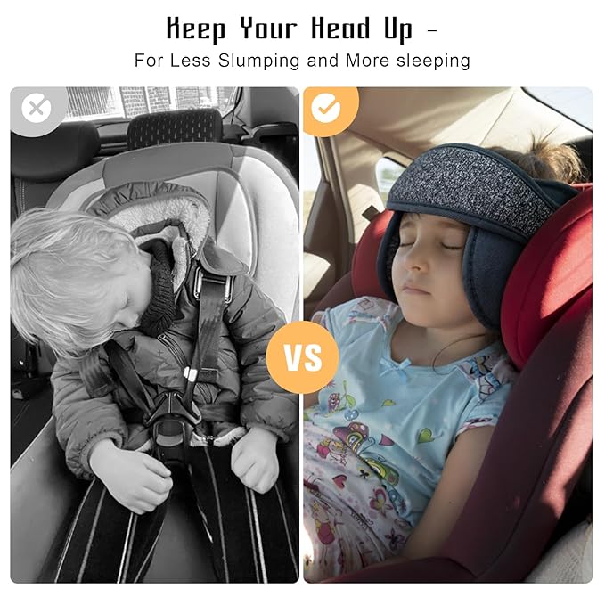 KAKIBLIN Baby Car Seat Head Support,Baby Head Support for Car Seat Stroller, Safety Car Seat Neck Relief Strap Headrest,Slumber Sling Sleep Holder Belt for Toddler Infants Child Children Kids(Gray)