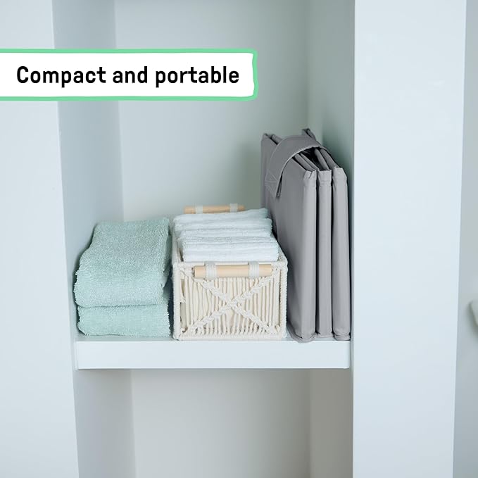 Ingenuity Tuckaway Toddler Folding Tub, Converts Shower to Tub, Folds to Store, Easy to Clean, No Assembly Required, Portable Baby Bathtub for Travel, 12M-5Y, Gray
