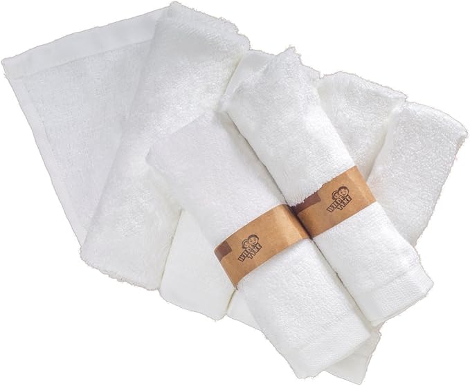 Premium Baby Bath Washcloths (Pack of 6, 10” x 10”) 100% Super Soft Towels Burp Cloths, Reusable Wipes, Excellent Baby Gift Set for Baby Shower & Registry.