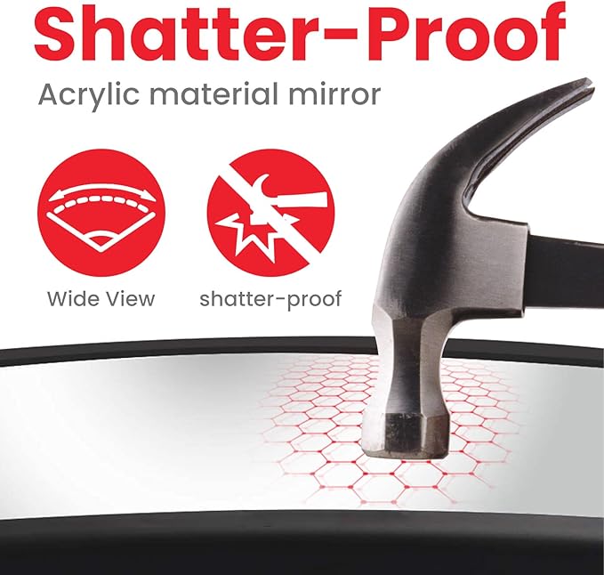 Baby Car Mirror for Rear Facing Infant with Wide Crystal Clear View, Shatterproof, Adjustable, Safety and Stable, Crash Tested and Certified 2Pcs (Black)
