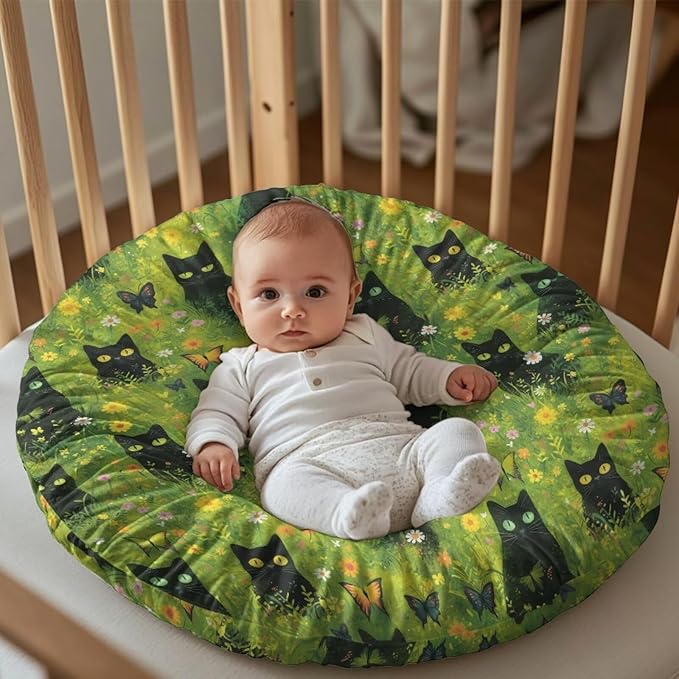 Green Grass and Black Cat Newborn Lounger Cover Strechy Newborn Lounger Cover, Removable and Ultra Soft Sung Fitted Baby Lounger Slipcover Protector Easy to Use and Dustptoof