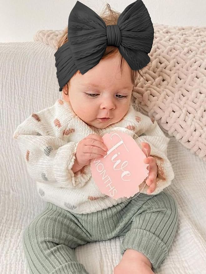 AQOKKA Baby Bows Headbands Nylon Baby Girl Headbands Soft Handmade Hairbands Toddler Hair Accessories for Girls Baby Newborn Infant Kids