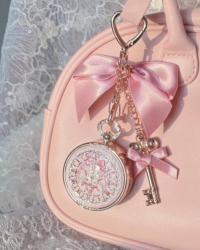 Flower Knows Bunny Garden Lip Balm Bag Charm,Hydrating & Softening Lip Care with Nourishing Oils & Long-Lasting Moisture,Non-Sticky Shine,Vegan Skincare,Lip Keychain Cap,Cute for Gift(02 Creamy White)
