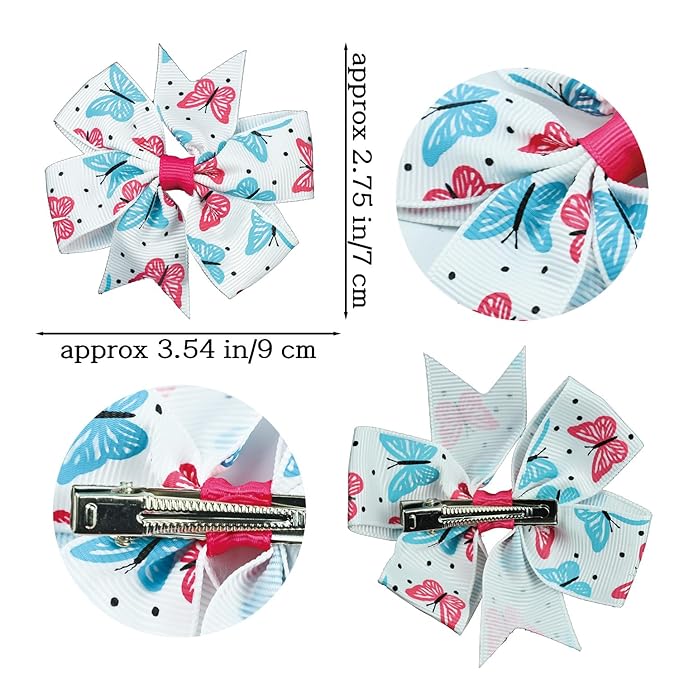 JIAHANG Floral Printed Swallow Tail Hair Bow Clips 24Pcs for Baby Toddler School Girls