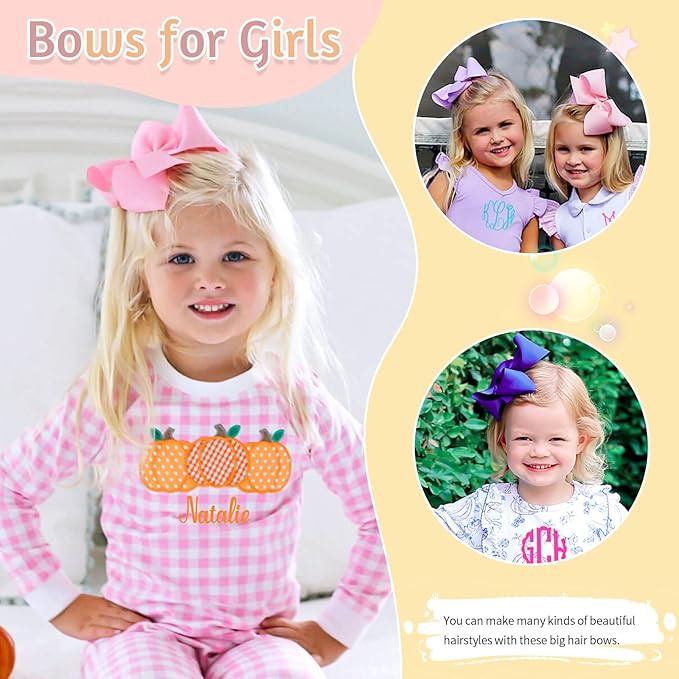 20PCS 4.5inch Layered Grosgrain Ribbon Hair Accessories, Oaoleer Alligator Clips and Barrettes for Baby, Toddler, and Teen Girls (Style-D)