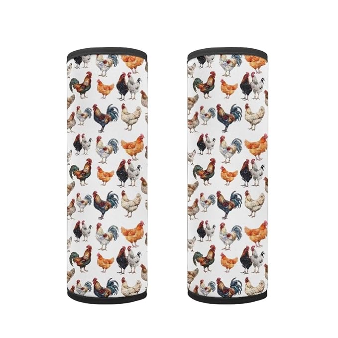 Biyejit Rooster Print Car Seat Belt Pad Cover for Kids, 2-Pack Soft Car Safety Seat Belt Strap Shoulder Pad for Adults Children Shoulder Protector Suitable for Backpack, Shoulder Bag Cover
