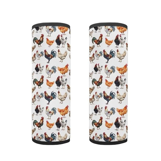Biyejit Rooster Print Car Seat Belt Pad Cover for Kids, 2-Pack Soft Car Safety Seat Belt Strap Shoulder Pad for Adults Children Shoulder Protector Suitable for Backpack, Shoulder Bag Cover