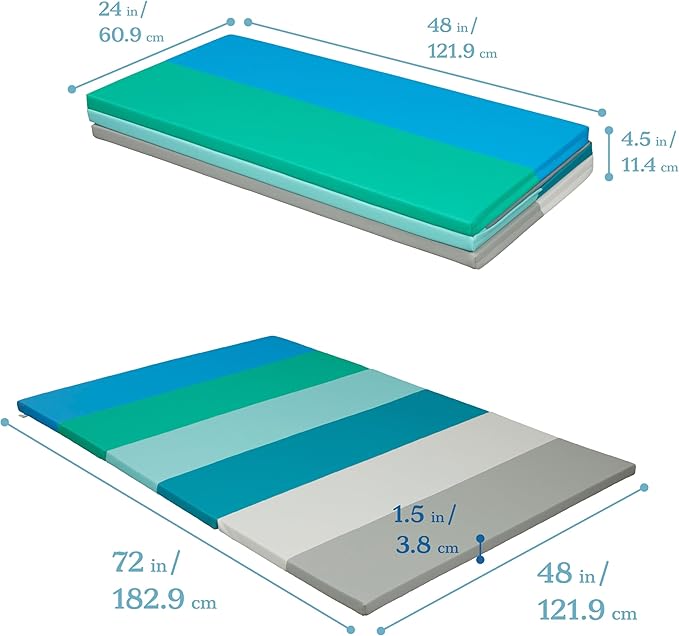 ECR4Kids SoftZone 6-Section Rainbow Runway Activity Mat, Folding Playmat, Contemporary