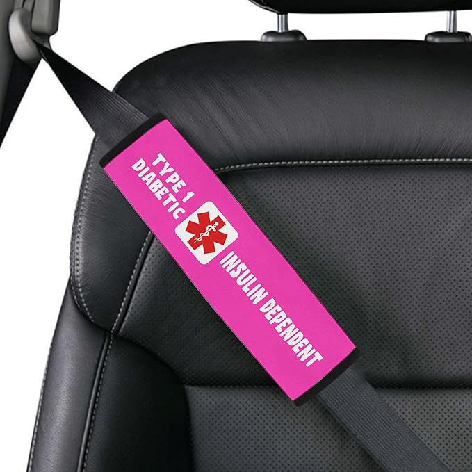 Type 1 Diabetic Insulin Dependent Custom Color Size Medical Car Seat Belt Cover for Adults Girls and Boys Seatbelt Belt Strap Shoulder Pad for a Driving 75