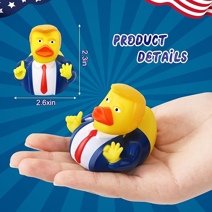 12 Pcs President Rubber Ducks, Funny Duckies, President Memorial and Patriotic Theme Baby Bath Toy, Ducking Game Gifts for Kids Adults, Car Dashboard Decorations, Easter Basket Stuffers for Kids